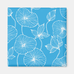 Blaue Blätter Lotus Blume Blossom Magnet