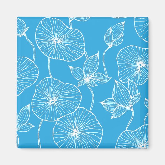 Blaue Blätter Lotus Blume Blossom Magnet (Vorne)