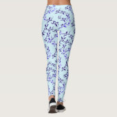 Blaue Blätter Muster Leggings (Rückseite)