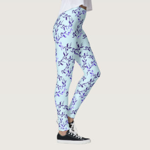 Blaue Blätter Muster Leggings