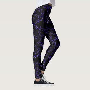 Blaue Blätter Muster Leggings