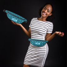 Blaue Blätter Muster mit Monogramm