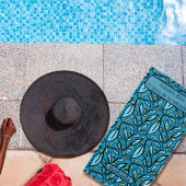 Blaue Blätter Mustername zweisprachiger Text Strandtuch