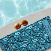 Blaue Blätter Mustername zweisprachiger Text Strandtuch