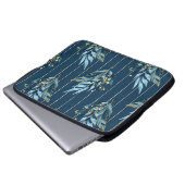 Blaue Blätter Nahtlose Wrap Hintergrund Laptopschutzhülle (Vorne Knopf)