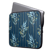 Blaue Blätter Nahtlose Wrap Hintergrund Laptopschutzhülle (Vorderseite Links)