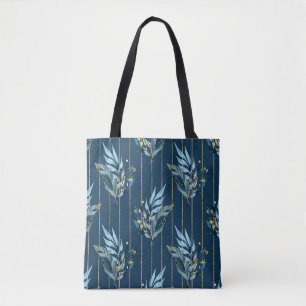 Blaue Blätter Nahtlose Wrap Hintergrund Tasche