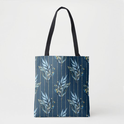Blaue Blätter Nahtlose Wrap Hintergrund Tasche (Vorderseite)