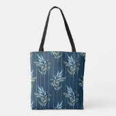 Blaue Blätter Nahtlose Wrap Hintergrund Tasche (Rückseite)
