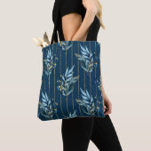 Blaue Blätter Nahtlose Wrap Hintergrund Tasche (Von Nahem)