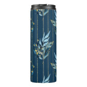 Blaue Blätter Nahtlose Wrap Hintergrund Thermosbecher (Rückseite)