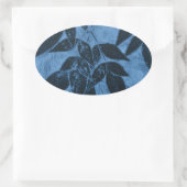 Blaue Blätter Ovaler Aufkleber (Tasche)