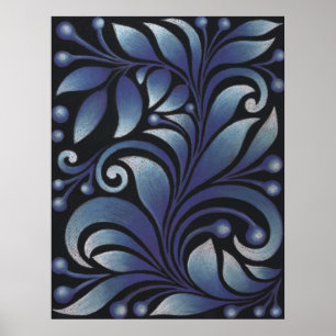 blaue Blätter Poster
