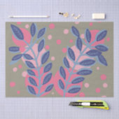 Blaue Blätter rosa Punkte Seidenpapier (Handwerk)