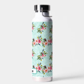 Blaue Blätter Rosa Vintag Bouquets Name Trinkflasche (Links)