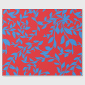 Blaue Blätter Roter Botanischer Wein Geschenkpapier (Flach)