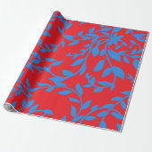 Blaue Blätter Roter Botanischer Wein Geschenkpapier (Ungerollt)