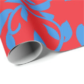 Blaue Blätter Roter Botanischer Wein Geschenkpapier (Rolleneckpunkt)