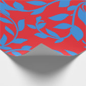 Blaue Blätter Roter Botanischer Wein Geschenkpapier (Ecke)