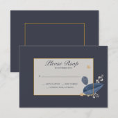 Blaue Blätter RSVP-Karten Einladung (Vorne/Hinten)