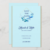 Blaue Blätter Save The Date (Vorne/Hinten)