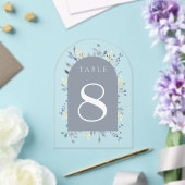 blaue Blätter Tisch Nummer 8 Acryleinladungen (Insitu (Hochzeit))