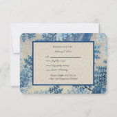 Blaue Blätter und graue Linen Covid-19 RSVP Karte (Vorderseite)