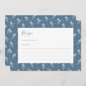 Blaue Blätter und Punktmuster-Rezept-Karte (Vorne/Hinten)