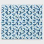 Blaue Blätter und weiße Blume Nahtlose Muster Wra Geschenkpapier (Flach)