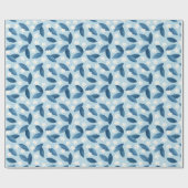 Blaue Blätter und weiße Blume Nahtlose Muster Wra Geschenkpapier (Flach)