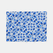 Blaue Blattmusterdecke Fleecedecke (Vorderseite (Horizontal))