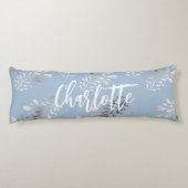 Blaue Blattsilber-Schrift Seitenschläferkissen (Rückseite)