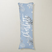 Blaue Blattsilber-Schrift Seitenschläferkissen (Vorderseite Vertikal)