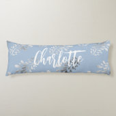 Blaue Blattsilber-Schrift Seitenschläferkissen (Vorderseite)