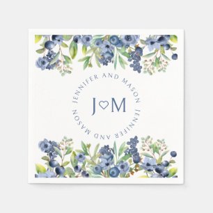 Blaue Blaubeere Hochzeitspapiere Serviette