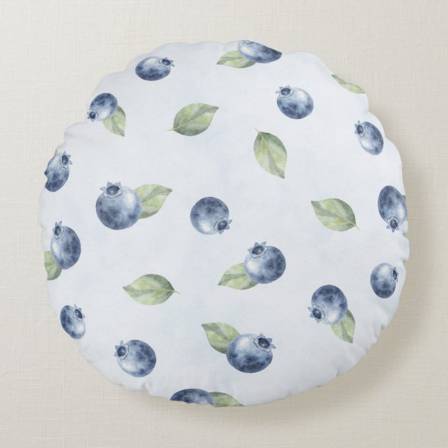 Blaue Blaubeeren Frucht   Rundes Kissen (Vorderseite)