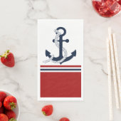 Blaue blaue Ankerspitze blaue, weiße Streifen Serviette (Beispiel)