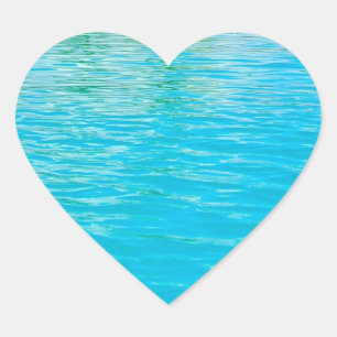 Blaue blaue Blankenvorlage für Meerwasser Herz-Aufkleber