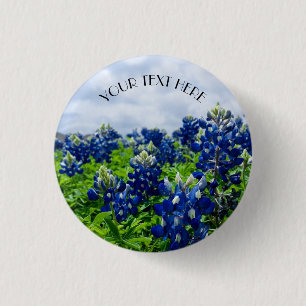 Blaue Blaue Blumen Texas Texanisch Floral  Button