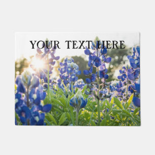 Blaue Blaue Blumen Texas Texanisch Floral Fußmatte