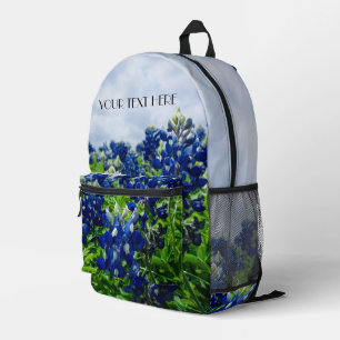 Blaue Blaue Blüten Texas texanisch Floral Bedruckter Rucksack