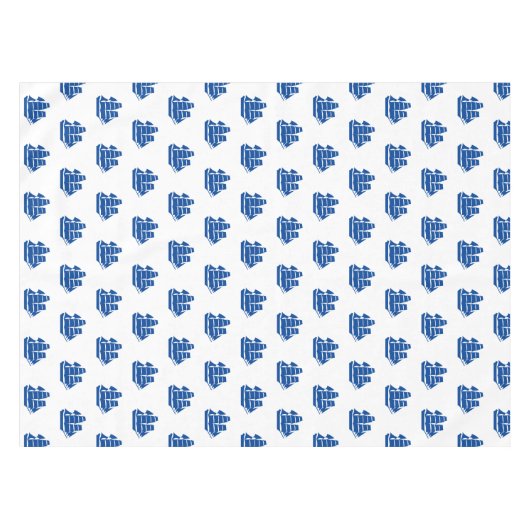 Blaue, blaue Boote Muster moderne Küstenlinie Tischdecke (Vorderseite (Horizontal))