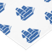 Blaue, blaue Boote Muster moderne Küstenlinie Tischdecke (Schrägansicht)