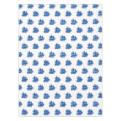 Blaue, blaue Boote Muster moderne Küstenlinie Tischdecke (Vorderseite)