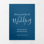 Blaue Blaue Hochzeit Dreifach-gefaltete Programmkarte (Cover)