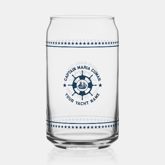 Blaue blaue Nautical Boat Wheel Blue Stars Dosenglas (Vorderseite)