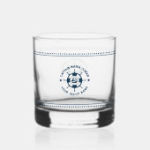 Blaue blaue Nautical Boat Wheel Blue Stars Whiskyglas (Rückseite)