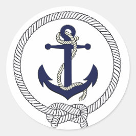 Blaue blaue Silhouette schwarzes Seil Runder Aufkleber