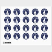 Blaue blaue Silhouette/Segelboot Runder Aufkleber (Blatt)
