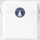 Blaue blaue Silhouette/Segelboot Runder Aufkleber (Tasche)